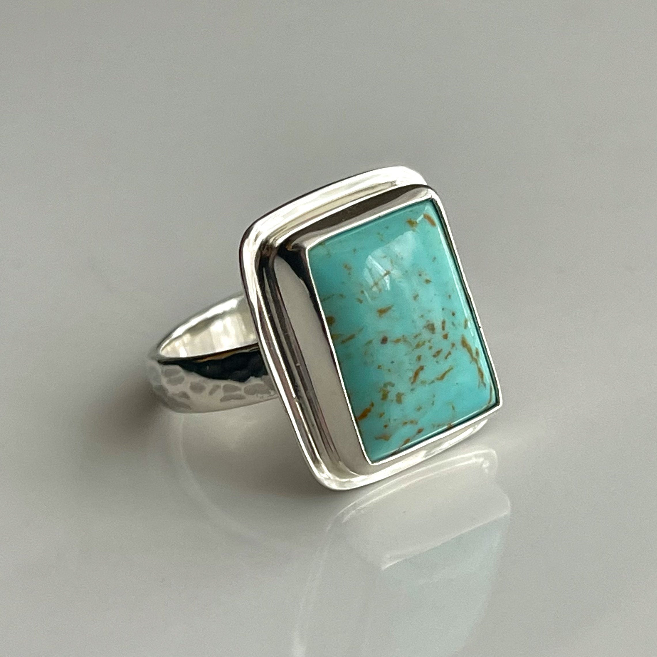 Vintage Copper Square Imitation Turquoise Ring (main Stone - Temu