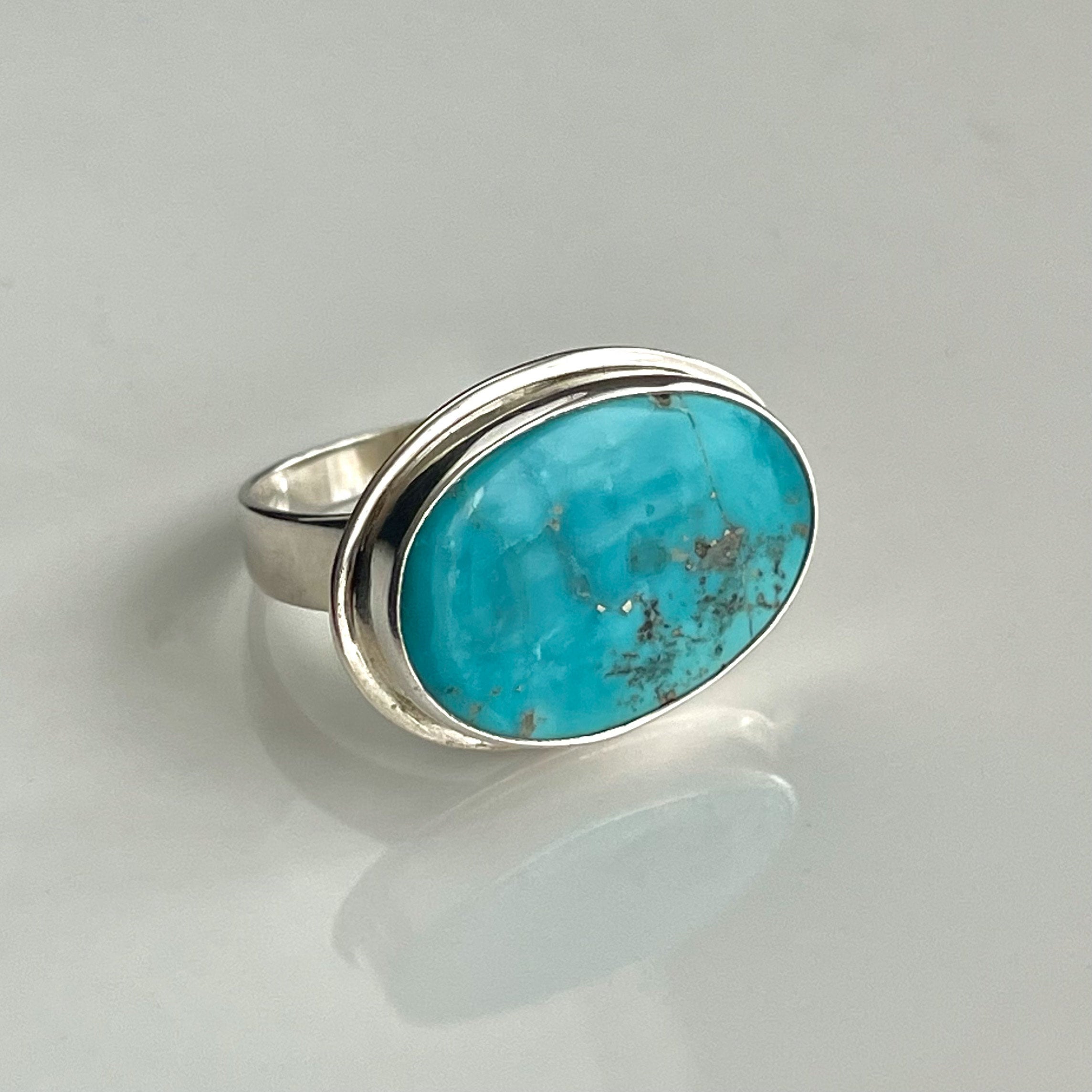 14k Gold Oval Turquoise Ring - Gleam Jewels